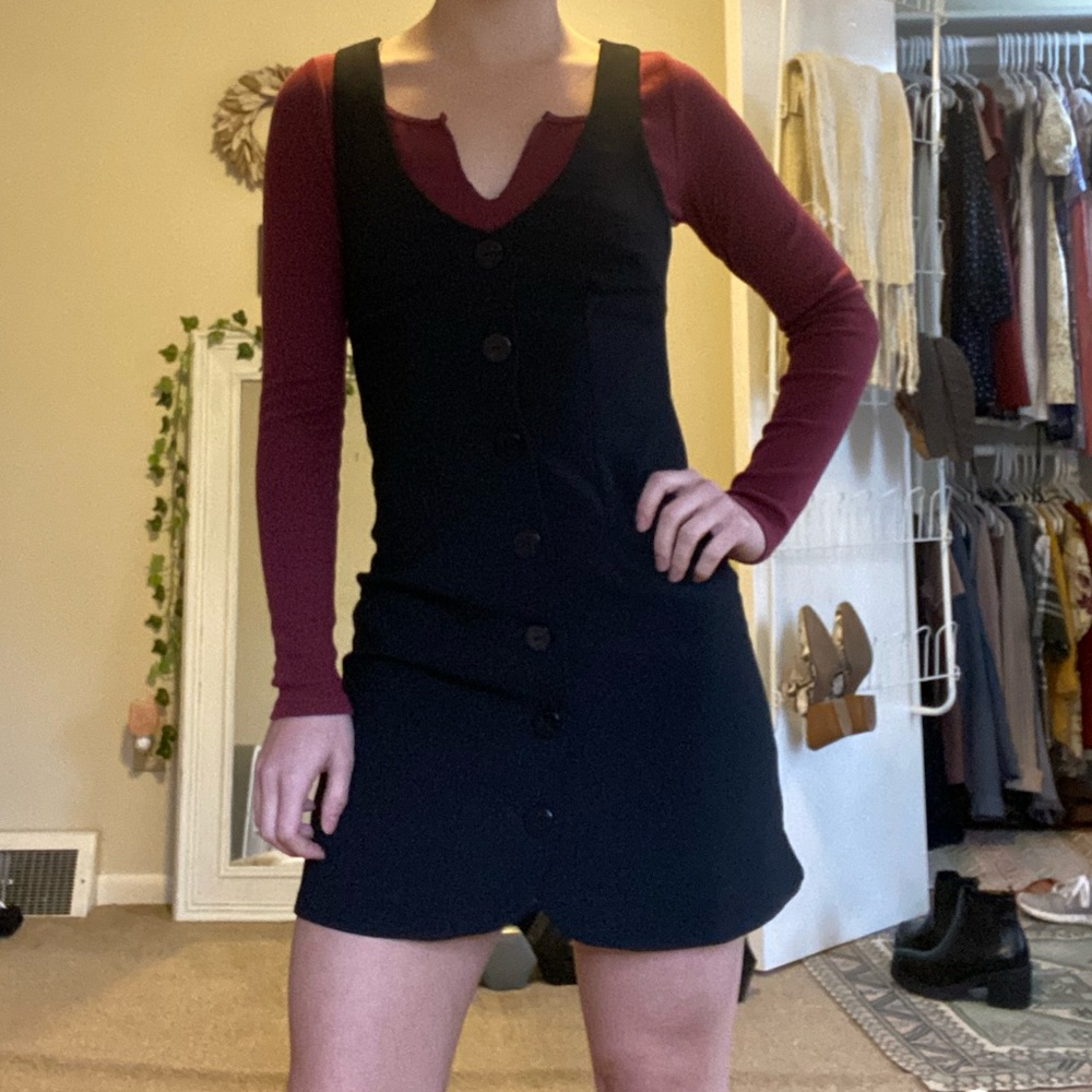 UO black button up dress